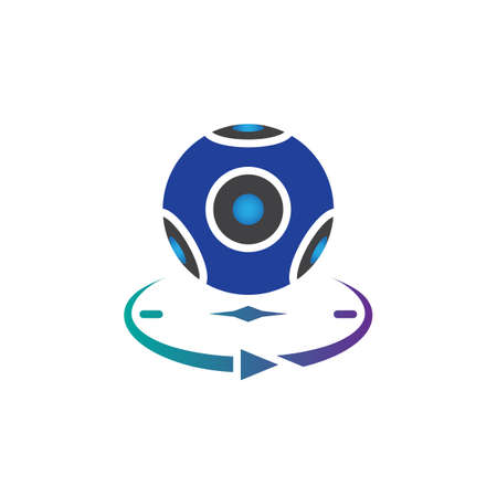 panoramic video camera icon vector, virtual reality device solid logo illustration, pictogram isolated on whiteのイラスト素材