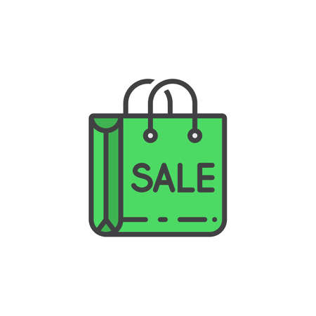 Sale, shopping bag line icon, filled outline vector sign, linear colorful pictogram isolated on white. logo illustrationのイラスト素材