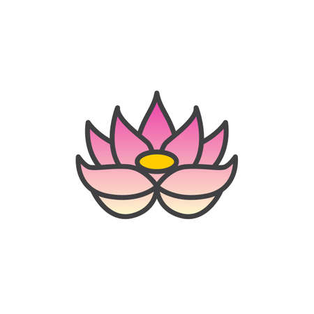 lotus flower line icon, filled outline vector sign, linear colorful pictogram isolated on white. logo illustrationのイラスト素材