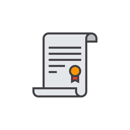 Certificate line icon, filled outline vector sign, linear colorful pictogram isolated on white, logo illustrationのイラスト素材