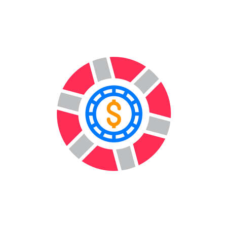 Casino token, gaming chip icon vector, filled flat sign, solid colorful pictogram isolated on white, logo illustrationのイラスト素材