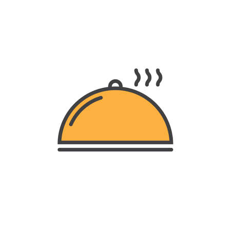 Cloche, Plate Cover line icon, filled outline vector sign, linear colorful pictogram isolated on white. logo illustrationのイラスト素材