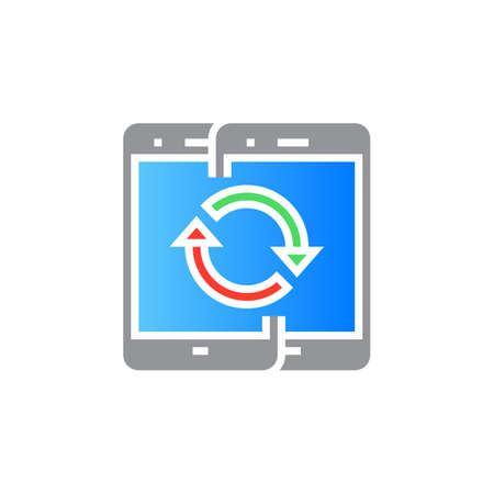 Sync mobile devices icon vector, solid sign, colorful pictogram isolated on white, logo illustrationのイラスト素材