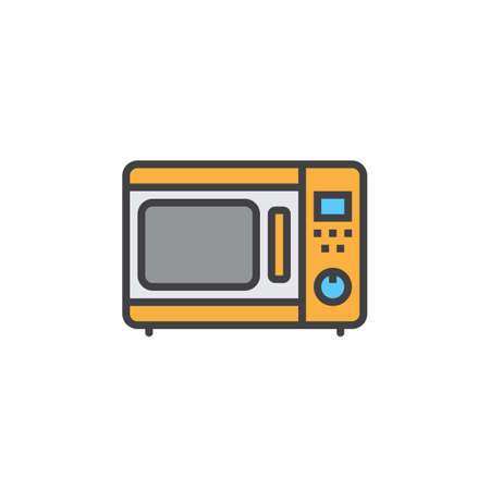 microwave oven line icon, filled outline vector sign, linear colorful pictogram isolated on white. logo illustrationのイラスト素材