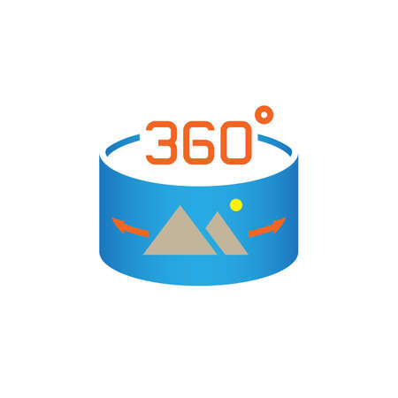 360 Degree Panorama Image sign. vector icon , solid logo illustration, pictogram isolated on whiteのイラスト素材