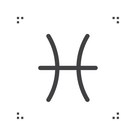pisces zodiac vector sign, horoscope symbol, astrology line icon, linear logo Illustration isolated on whiteのイラスト素材