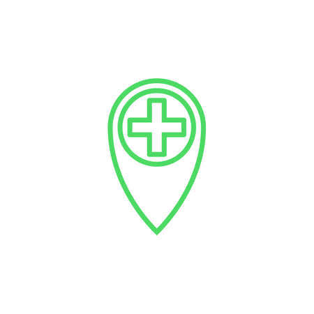 hospital location line icon, outline vector logo illustration, linear colorful pictogram isolated on whiteのイラスト素材