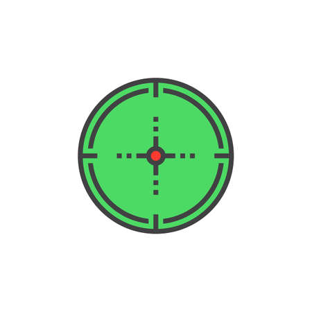 Aim, target line icon, filled outline vector sign, linear colorful pictogram isolated on white. logo illustrationのイラスト素材
