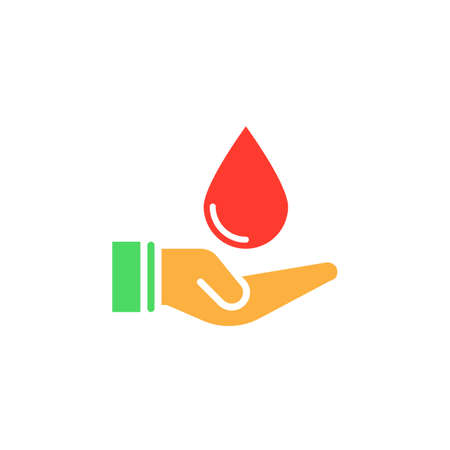 Hand holding liquid drop icon vector, solid logo illustration, colorful pictogram isolated on whiteのイラスト素材