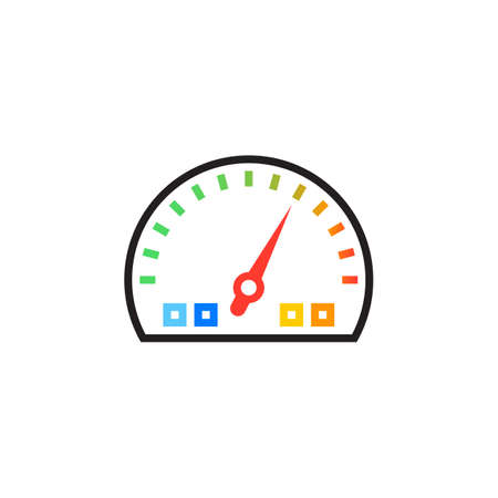 Dashboard line icon, speedometer gauge outline vector logo illustration, linear pictogram isolated on whiteのイラスト素材