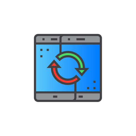 Sync mobile devices line icon, filled outline vector sign, linear colorful pictogram isolated on white, logo illustrationのイラスト素材