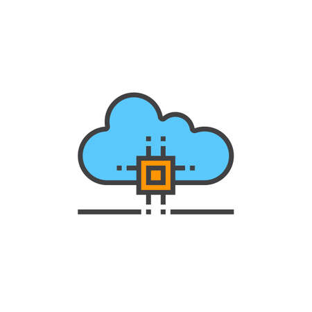 Cloud computing line icon, filled outline vector sign, linear colorful pictogram isolated on white,...