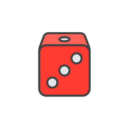 Dice line icon, filled outline vector sign, linear colorful pictogram isolated on white. logo illustrationのイラスト素材
