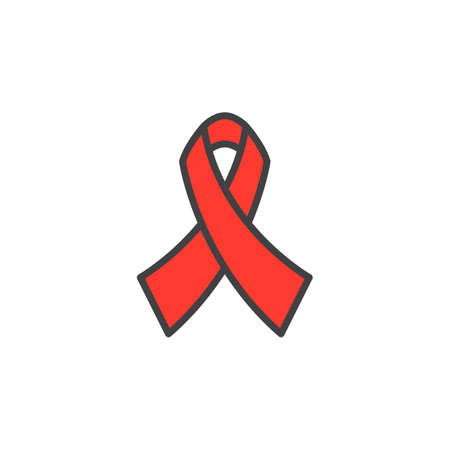 AIDS Ribbon line icon, filled outline vector sign, linear colorful pictogram isolated on white. logo illustrationのイラスト素材