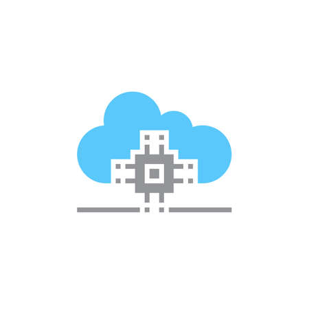 Cloud computing icon vector, solid sign, colorful pictogram isolated on white, logo illustrationのイラスト素材