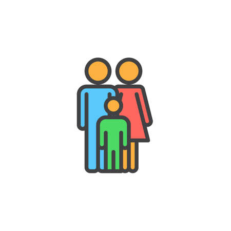Family filled outline icon, line vector sign, linear colorful pictogram. Symbol, illustration. Pixel perfectのイラスト素材