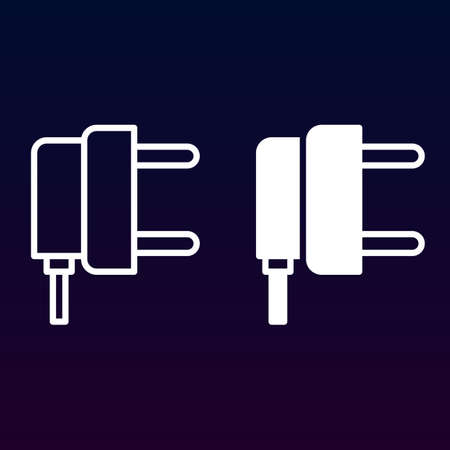 AC power plug line and solid icon, outline and filled vector sign, linear and full pictogram...