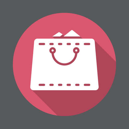 Shopping bag full flat icon. Round colorful button, circular vector sign with long shadow effect. Flat style designのイラスト素材