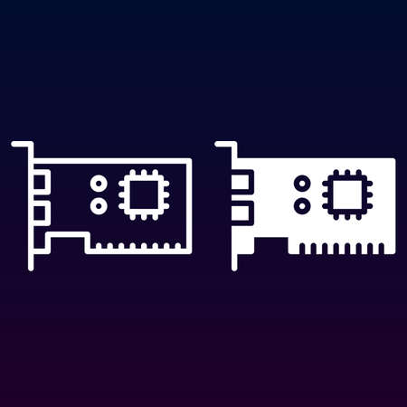 Computer parts line and solid icon, outline and filled vector sign, linear and full pictogram isolated on white. Symbol, illustrationのイラスト素材