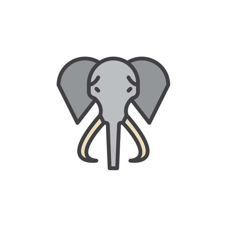 Elephant filled outline icon, line vector sign, linear colorful pictogram. Symbol, illustration. Pixel perfectのイラスト素材