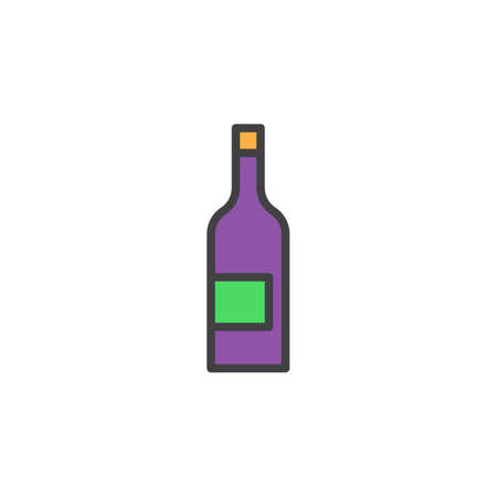 Wine bottle filled outline icon, line vector sign, linear colorful pictogram. Symbol, illustration. Pixel perfectのイラスト素材