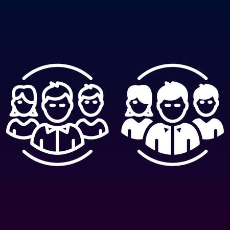 People, team line and solid icon, outline and filled vector sign, linear and full pictogram isolated on white. Symbol, illustrationのイラスト素材