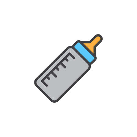 Baby bottle filled outline icon, line vector sign, linear colorful pictogram. Symbol, illustration. Pixel perfectのイラスト素材
