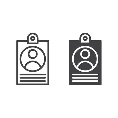 User badge line and solid icon, outline and filled vector sign, linear and full pictogram isolated...