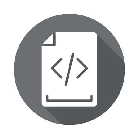 Source code flat icon. Round colorful button, circular vector sign with long shadow effect. Flat style designのイラスト素材