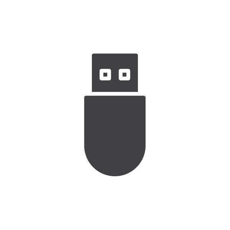 Usb stick icon vector, filled flat sign, solid pictogram isolated on white. Symbol, logo illustration. Pixel perfectのイラスト素材