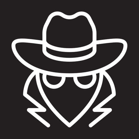 Spy, agent line icon, white outline sign, vector illustrationのイラスト素材
