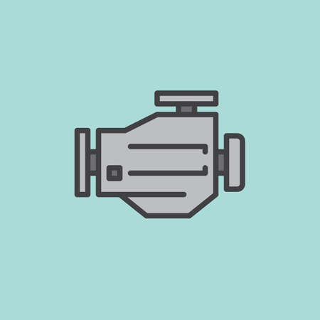 Engine filled outline icon, line vector sign, flat colorful pictogram. Symbol, logo illustration. Pixel perfectのイラスト素材