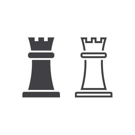 Strategy line icon, chess outline and solid vector sign, linear and full pictogram isolated on white, logo illustrationのイラスト素材