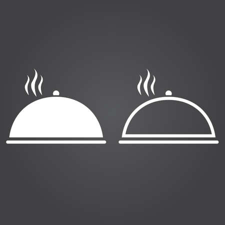 food cover icon. Solid and Outline Versionsのイラスト素材