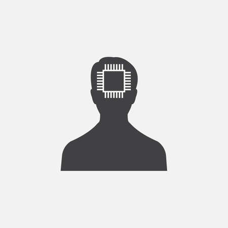 artificial intelligence icon vector, solid logo illustration, pictogram isolated on whiteのイラスト素材