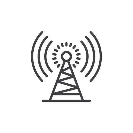 Antenna tower line icon, outline vector sign, linear style pictogram isolated on white. Symbol, logo illustration. Editable stroke. Pixel perfectのイラスト素材