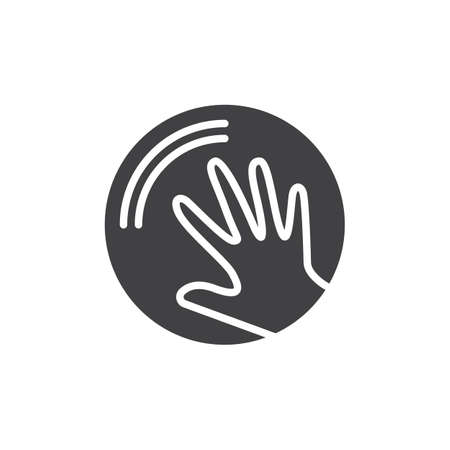 Hand in circle icon vector, filled flat sign, solid pictogram isolated on white. Handmade symbol, logo illustration. Pixel perfectのイラスト素材