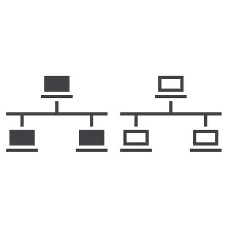 network line icon, outline and solid vector sign, linear and full pictogram isolated on white, logo illustrationのイラスト素材