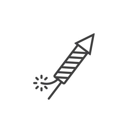 Petard, Fireworks Rocket line icon, outline vector sign, linear pictogram isolated on white. logo illustrationのイラスト素材