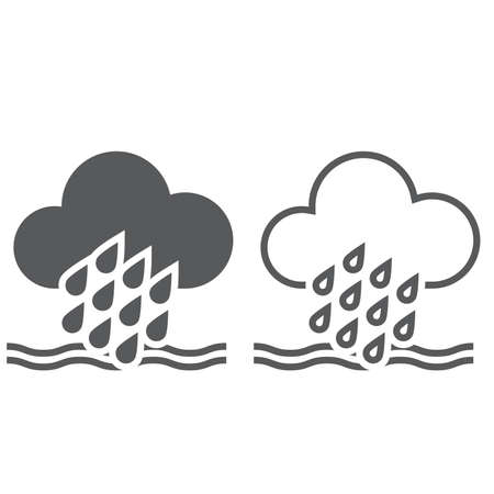 Flood weather icon. solid and outlineのイラスト素材