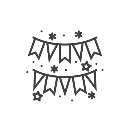 paper garland line icon, outline vector sign, linear pictogram isolated on white. logo illustrationのイラスト素材