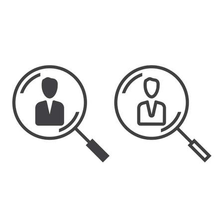 human resources line icon, hr outline and solid vector sign, linear and full pictogram isolated on white, logo illustrationのイラスト素材