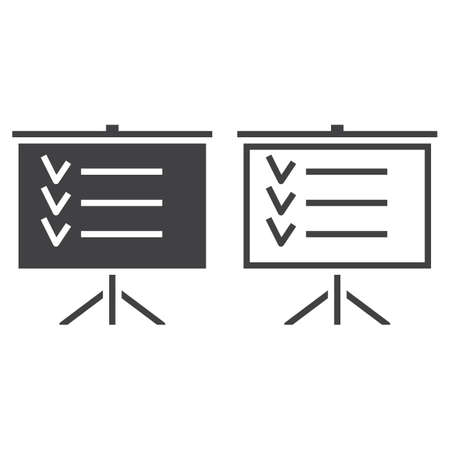 planning board line icon, outline and solid vector sign, linear and full pictogram isolated on white, logo illustrationのイラスト素材