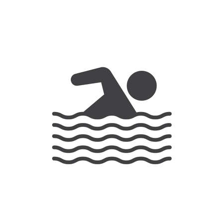 Swimming icon vector, filled flat sign, solid pictogram isolated on white. Pool symbol, illustration. Pixel perfectのイラスト素材