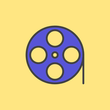 Film reel filled outline icon, vector sign, colorful illustrationのイラスト素材