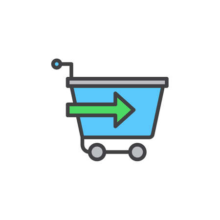 Shopping cart with arrow, checkout filled outline icon, vector sign, colorful illustrationのイラスト素材