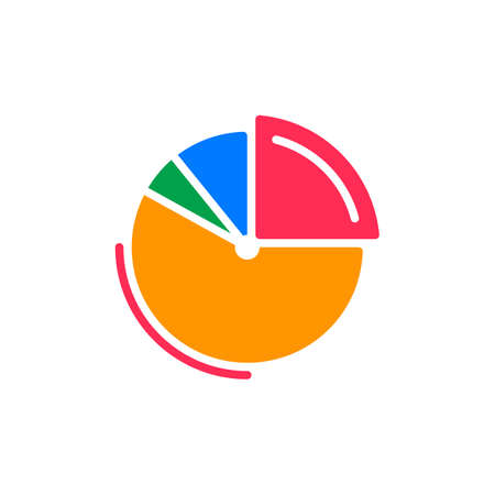 Pie chart colorful icon, vector flat sign. Symbol, logo illustrationのイラスト素材