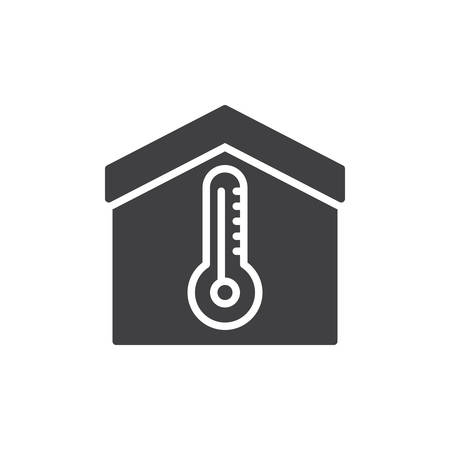 Temperature inside house icon vector, filled flat sign, solid pictogram isolated on white. Symbol, logo illustration. Pixel perfectのイラスト素材