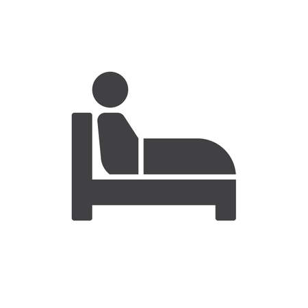 Sitting in bed icon vector, filled flat sign, solid pictogram isolated on white. Insomnia symbol, logo illustration. Pixel perfectのイラスト素材