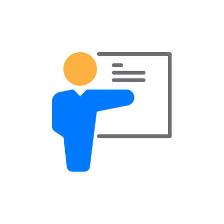 Teacher, instructor colorful icon, vector flat sign. Presenter symbol, logo illustrationのイラスト素材